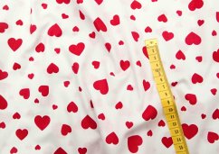 Bavlněné plátno - červená srdíčka na bílém podkladu