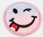 Aufnäher zum Aufbügeln – glitzerndes Smiley-Gesicht – Durchmesser 6 cm – MEHR OPTIONEN