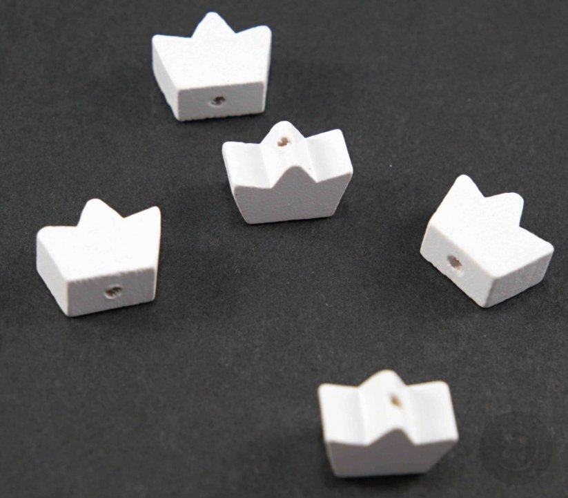 Wooden pacifier bead - crown - white - dimensions 1,5 cm x 1,1 cm