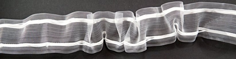 Záclonová stuha s žabičkovým riasením-biela - šírka 5 cm