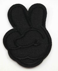 Iron-on patch - peace hand gesture - 6.5 x 4.5 cm - black