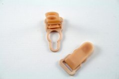 Plastic garter clip - beige- pulling hole width 1.1 cm