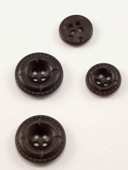 Hole button - brown - imitation leather - diameter 2 cm