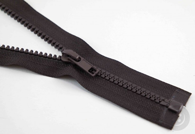 Dělitelný kostěný zip - délka (30 - 95 cm) - různé barvy - Délka: 55 cm, Barva kostěných zipů: Hnědá bez ozdoby