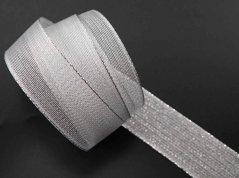 Lurexová stuha - průhledná - stříbrná - šíře 2,5 cm