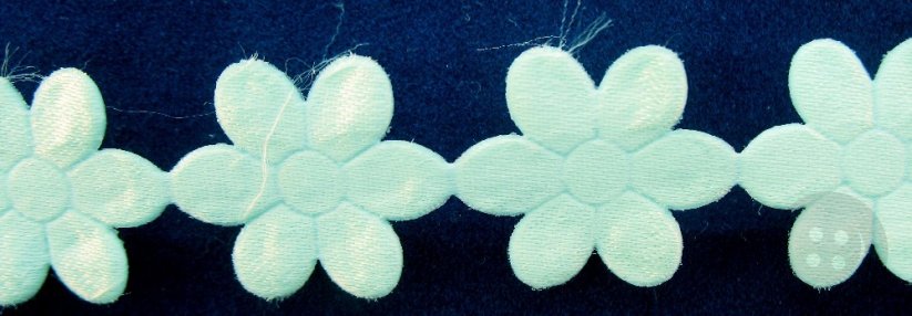 Satin flowers trim - light blue-green - width 1,8 cm