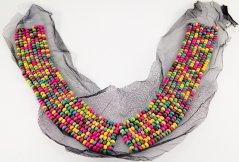 Decorative collar - colored wooden beads - dimensions 30 cm x 43 cm