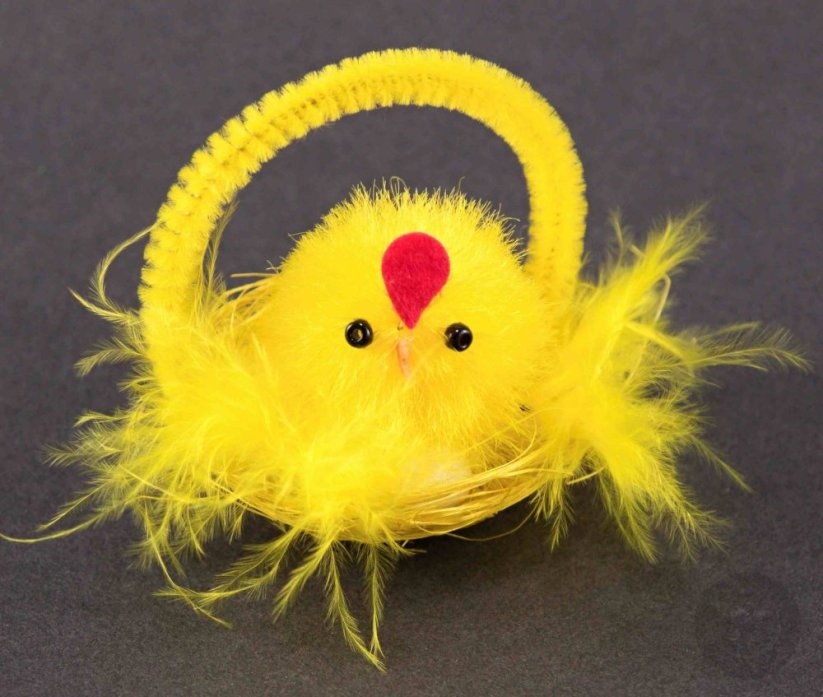 Easter chick in a nest with wire - size 6 cm x 5 cm - yellow, red, white