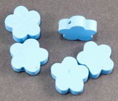 Wooden pacifier bead - flower - blue - Ø 2 cm