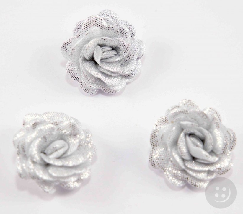 Sew-on satin flower - silver - diameter 3 cm