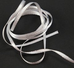 Stuha se stříbrným okrajem - bílá, stříbrná - šíře 0,3 cm