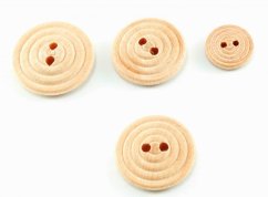 Round Wooden Button with Circles - diameter 2,2 cm