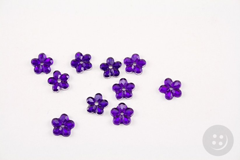 Sew-on rhinestone flowers - purple - diameter 1 cm