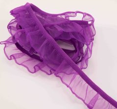 Elastický volánek - fialová - šířka 1,8 cm
