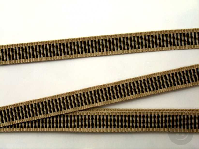 Grosgrain ribbon - brown, beige - width 1 cm