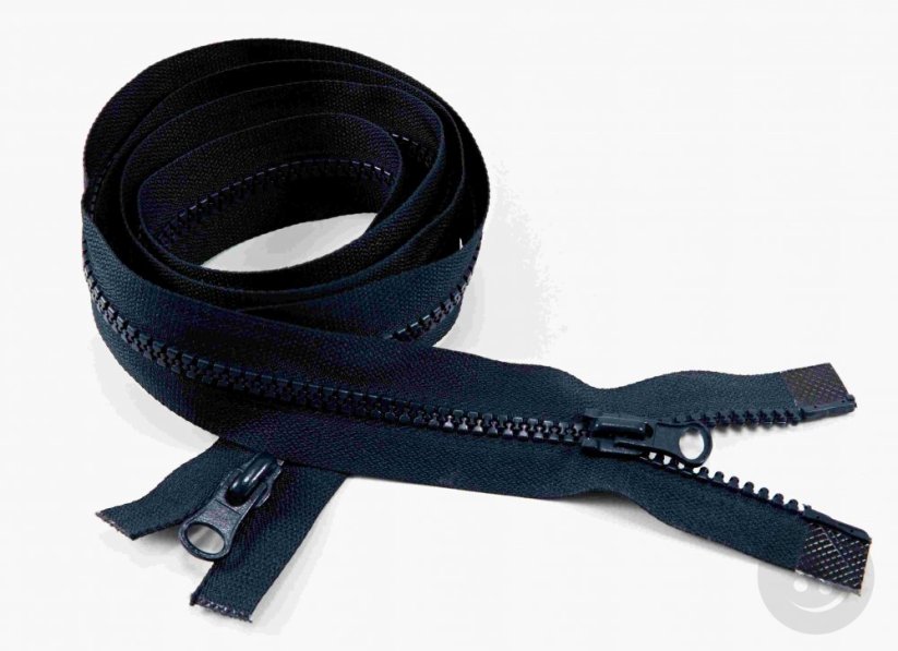 Double slide cubes zipper - length (65 - 150 cm) - various colours - Length: 90 cm, Bone zipper colors (opposite): Black