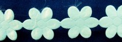 Saténové kytičky v metráži - svetle modrozelená - šírka 1,8 cm