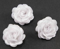 Sew-on satin flower - white - diameter 3 cm