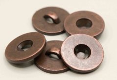 Plated button with bottom stitching - old copper - diameter 1.5 cm