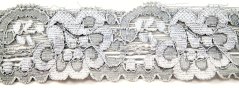 Elastic lace trim - grey - width 4 cm