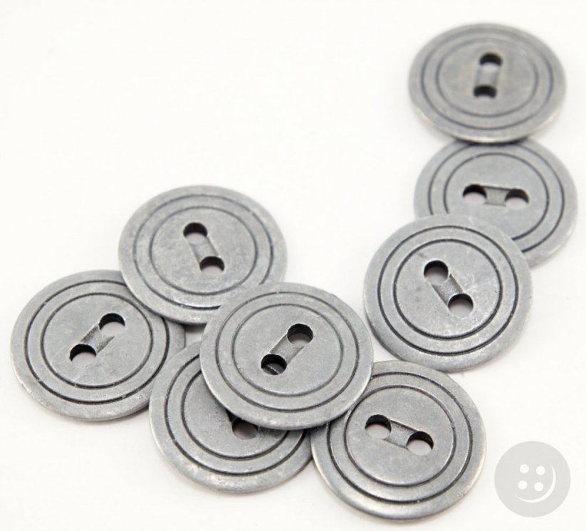 Metal button - matt silver - diameter 2 cm