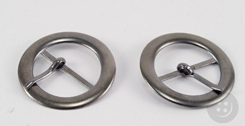 Metall Gürtelschnalle - dunkel silber - Durchmesser 3 cm