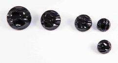 Knoflík s lomeným vzorem, lesklý, se spodním přišitím - černá - průměr 1,5 cm