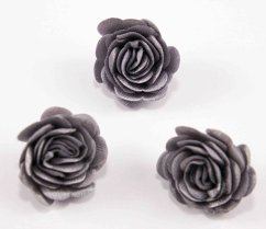 Sew-on satin flower - dark grey - diameter 3 cm