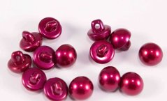 Pearl button with bottom stitching - burgundy - diameter 1.1 cm