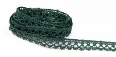 Guipure lace trim - dark green - width 1,8 cm