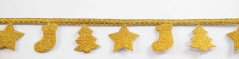 Vánoční motivy v metráži nažehlovací - zlatá - šířka 2,5 cm
