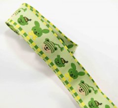 Band mit Tieren - grün, gelb - Breite 2,5 cm