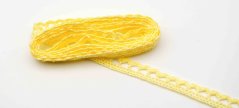 Cotton bobbin lace - with arches - light yellow - width 0.9 cm