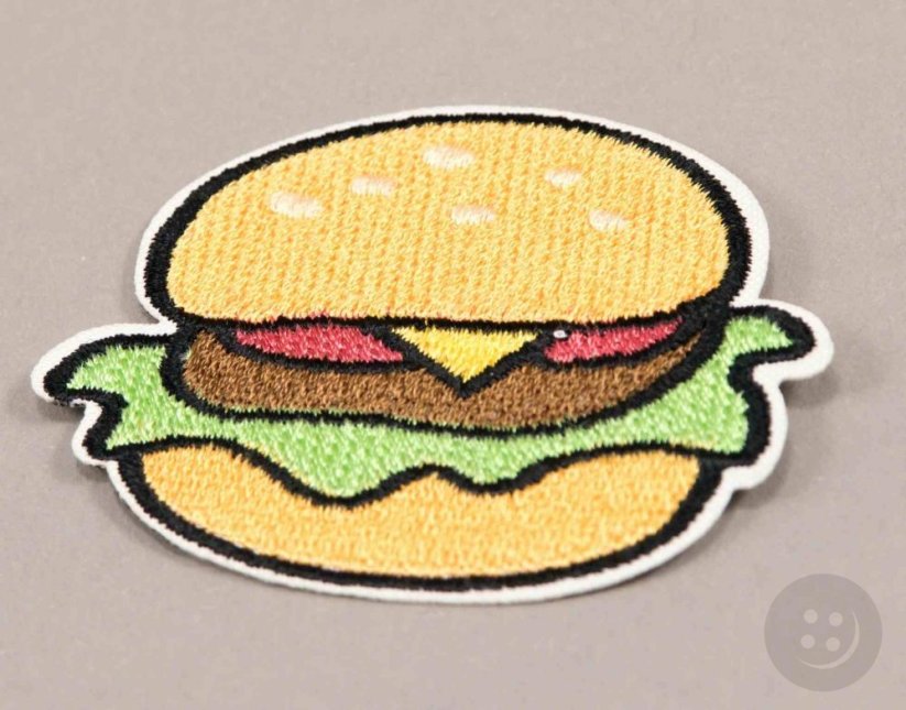 Iron-on patch - hamburger - dimensions 6 cm x 5 cm