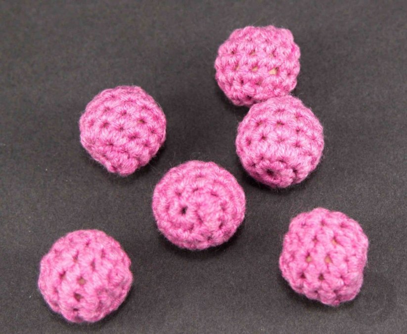 Crochet wooden pacifier bead - purple - diameter 1.5 cm