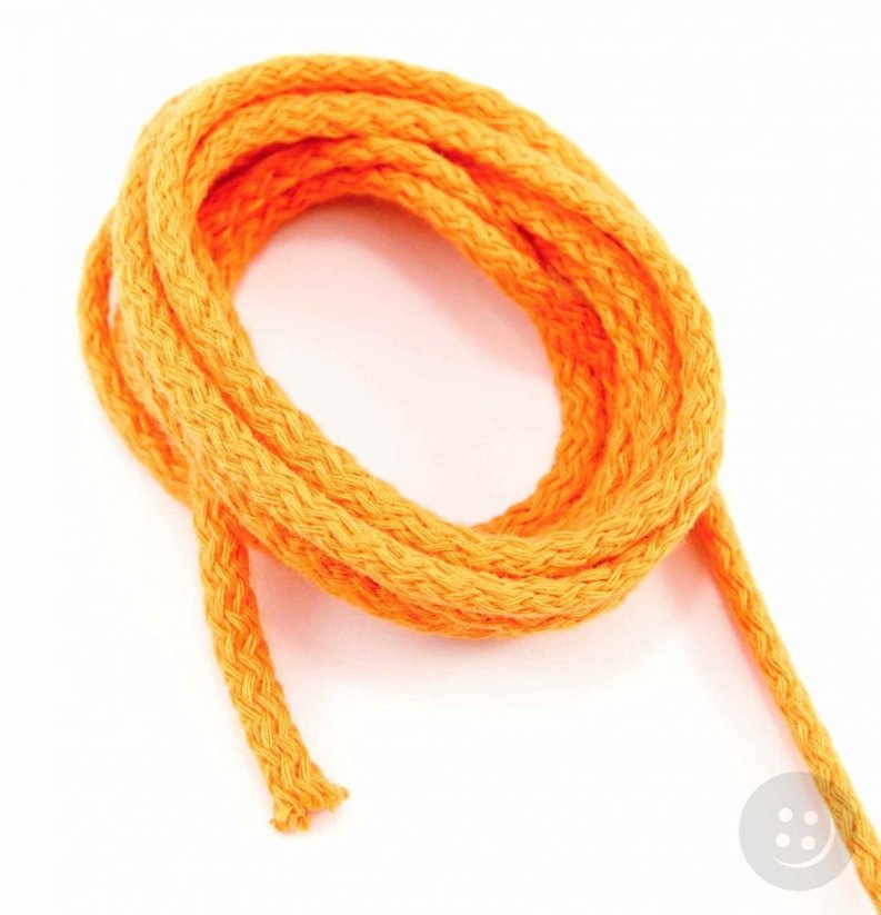 Bavlněná oděvní šňůra - oranžová - průměr 0,5 cm