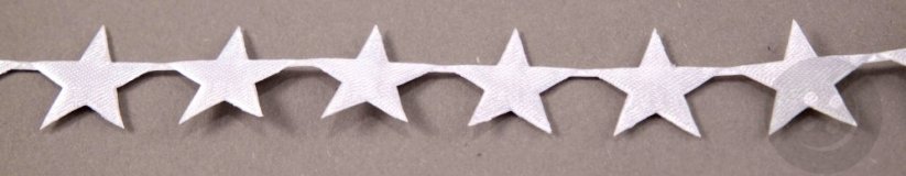 Saténové hviezdičky v metráži - biela - šírka 1,5 cm