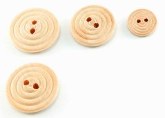 Round Wooden Button with Circles - diameter 2,4 cm