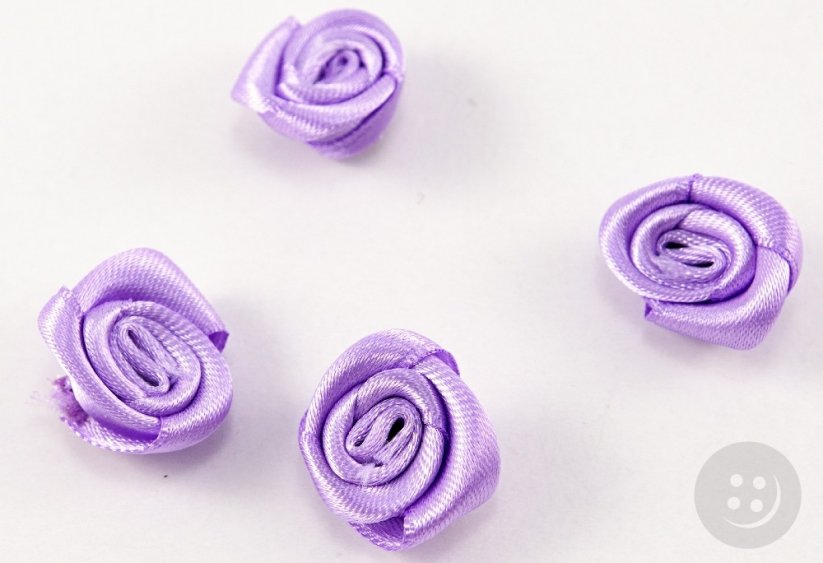 Sew-on satin flower - purple - diameter 1.5 cm
