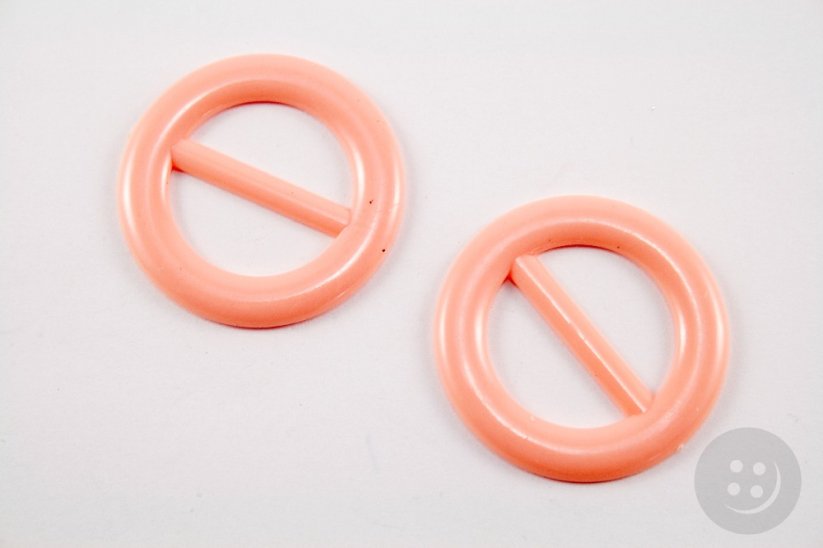 Plastic clothing buckle - light pink - pulling hole width 2,5 cm - diameter 3,7 cm