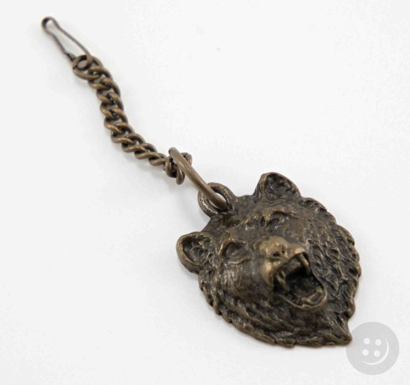 Metal pendant - bear head - 7 cm x 3 cm x 2 cm