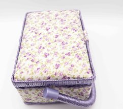 Textile box for sewing supplies - small purple flowers - dimensions 25 x 15 x 9 cm