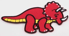 Nažehlovací záplata - Triceratops - červený - rozměr 9,5 cm x 4,5 cm