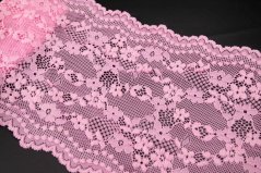 Elastická krajka, vsadka - světle růžová - šířka 17 cm