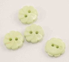 Dírkový knoflík - květinka vícelistá - světlá zelená -  průměr 1,3 cm