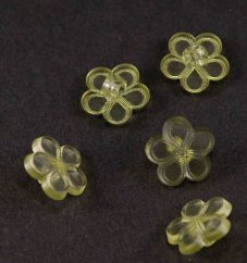 Dětský knoflík - světle zelená kytička - transparentní - průměr 1,3 cm