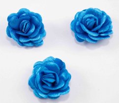 Sew-on satin flower - turquoise - diameter 3 cm