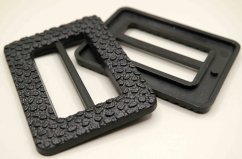 Rechteckige Klebebandklemme aus Kunststoff - schwarz - Loch 5 cm