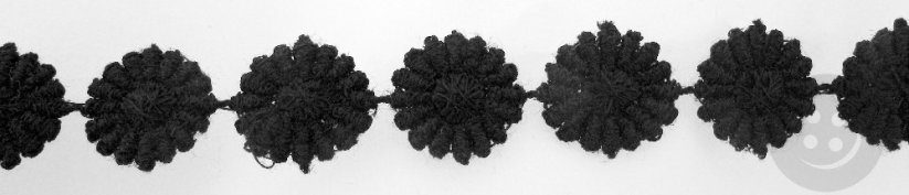 Vzdušná krajka kytička - černá - šířka 1,5 cm