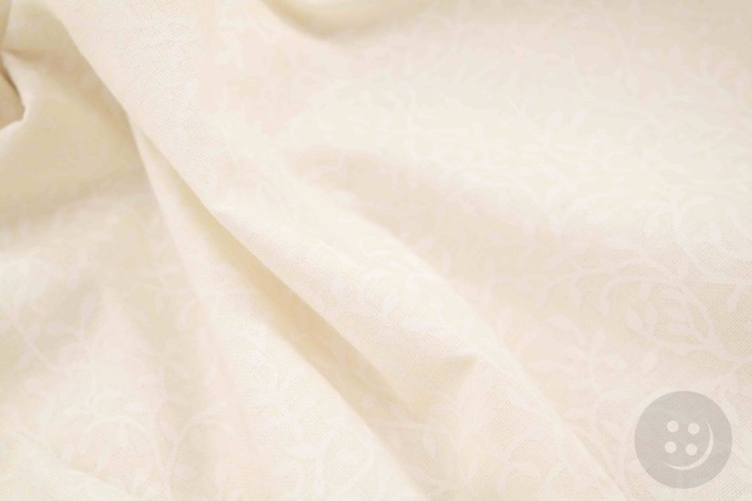 Bavlnené plátno - smotanové vetvičky na smotanovom podklade - šírka 140 cm